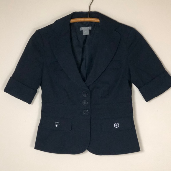 ANN TAYLOR Petites Navy Short Sleeve Blazer 2P - Picture 1 of 8